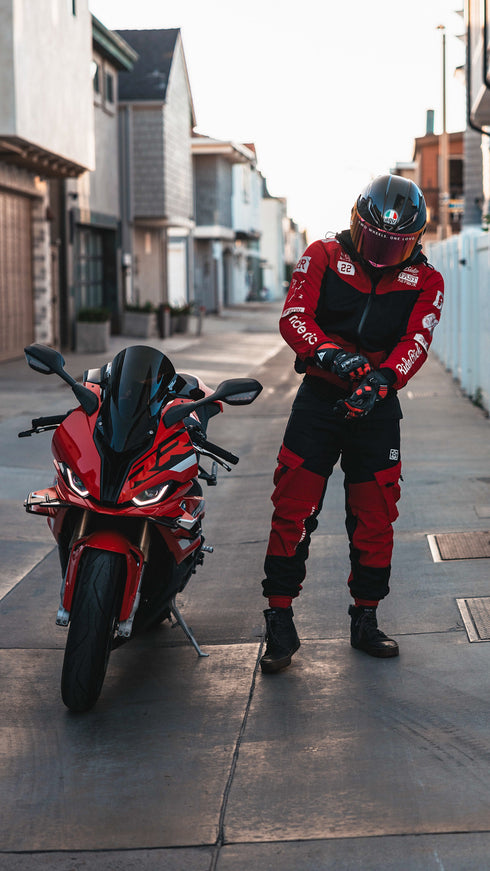 Ride Rich Regency V2 Flow Mesh Armoured GP Softshell Motorcycle Jacket - Red